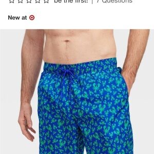 HTF Roller Rabbit Blue & Green Lobster-Print Swim Trunks SIZE S
